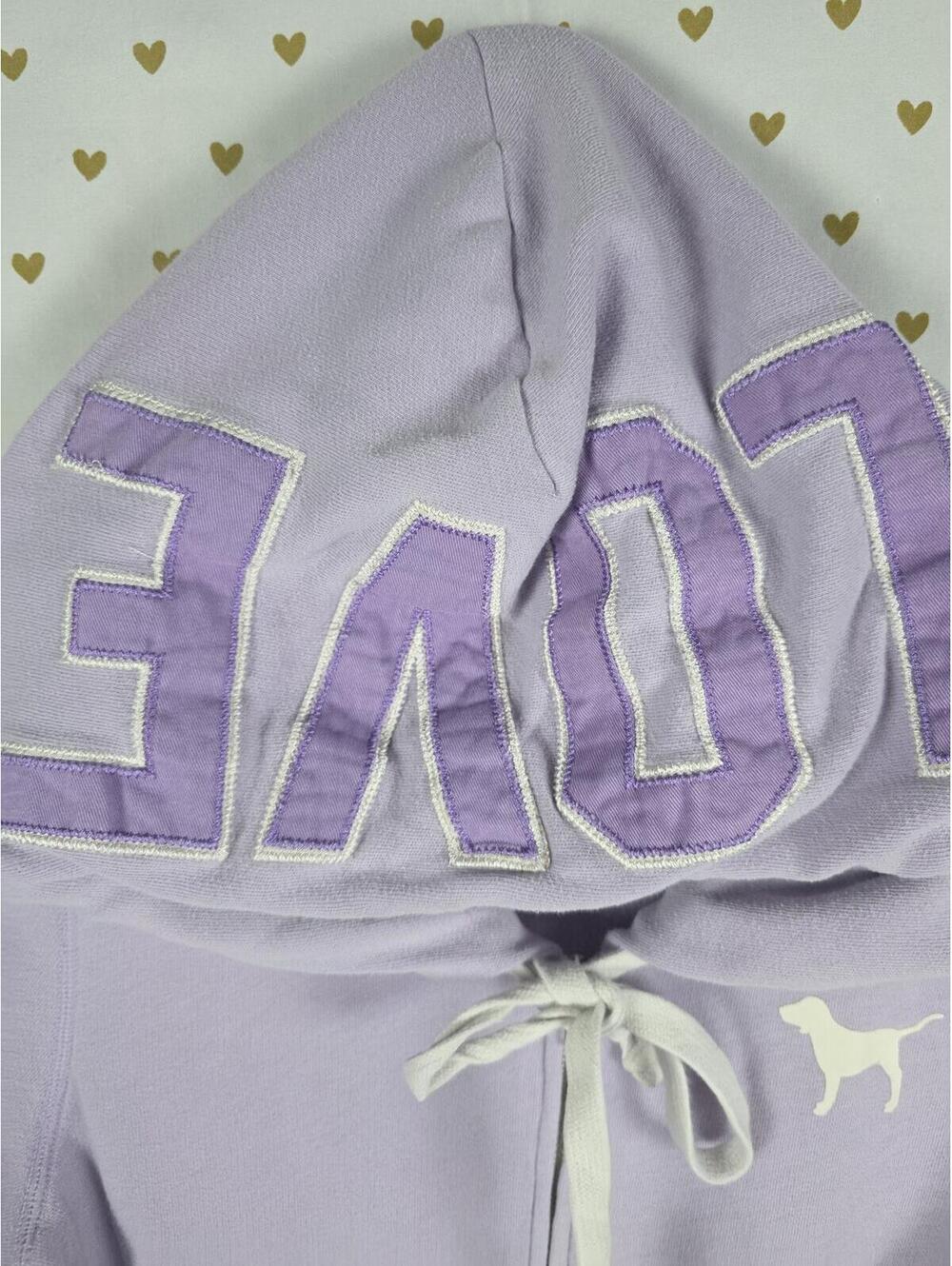 Victorias Secret Pink Vintage Y2K LOVE Purple Embroidered Full zip Hoodie Jacket - Picture 3 of 5